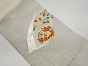 リサイクル　地紙に菊・桜・紅葉模様織出し名古屋帯